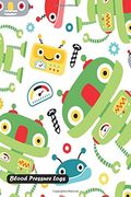 Blood Pressure Log: Robots Cartoon Cover 