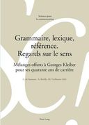 Grammaire, Lexique, Référence. Regards Sur Le Sens: Mélanges Offerts À Georges Kleiber Pour Ses Quarante ANS de Carrière (en Francés)
