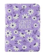Biblia Compacta Reina Valera 1960 imi Piel Floral Lila con Cierre