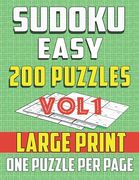 Sudoku Easy 200 Puzzles -Large print-One Puzzle Per Page: Brain Game for Beginners (vol1) (en Inglés)