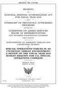 Hearing on National Defense Authorization Act for Fiscal Year 2016 and oversight of previously authorized programs before the Committee on Armed Servi (en Inglés)