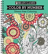 Brain Games - Color by Number: Stress-Free Coloring (Green) (en Inglés)