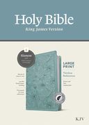 Kjv Large Print Thinline Reference Bible, Filament-Enabled Edition (Leatherlike, Floral Leaf Teal, Indexed, red Letter)