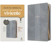Biblia de referencia en la columna central NTV, letra grande de zíper con Filament (SentiPiel, Gris, Letra Roja)