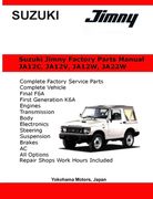 Suzuki Jimny English Factory Parts Manual JA12, JA22W Series (en Inglés)