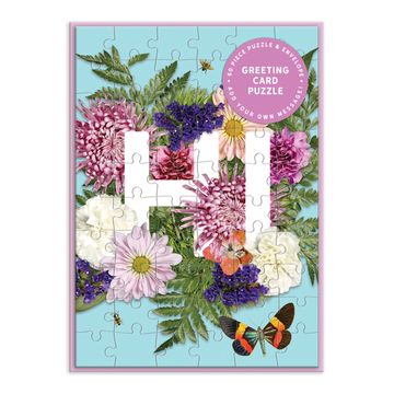 portada Galison say it With Flowers hi Greeting Card Puzzle, 60 Piece Puzzle – a Greeting Card and Jigsaw Puzzle Combined – Includes Color-Coordinated Envelope and Sticker Seal