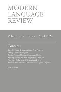 portada Modern Language Review (117: 2) April 2022 (in English)