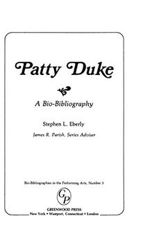 portada Patty Duke: A Bio-Bibliography (in English)