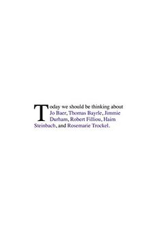 portada Today we Should be Thinking About jo Baer: Thomas Baylre, Jimmie Durham, Robert Filliou, Haim Steinbach, Rosemarie Trockel (en Inglés)