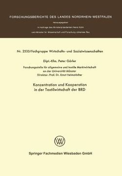 portada Konzentration Und Kooperation in Der Textilwirtschaft Der Brd (en Alemán)