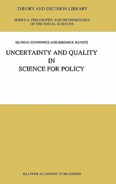 portada uncertainty and quality in science for policy (en Inglés)