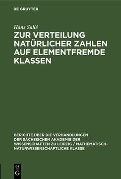 portada Zur Verteilung Natürlicher Zahlen auf Elementfremde Klassen (en Alemán)