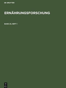 portada Ernährungsforschung. Band 23, Heft 1 (en Alemán)