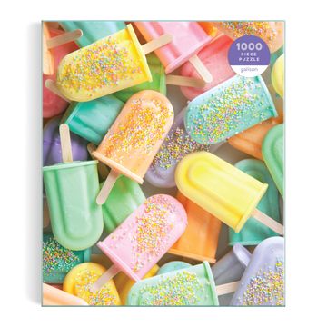 portada Galison icy Treats – 1000 Piece Puzzle Featuring a Pastel Collage of Frozen Treats Perfect for Summer
