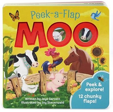 portada Moo: Peek-a-Flap Children's Board Book (en Inglés)