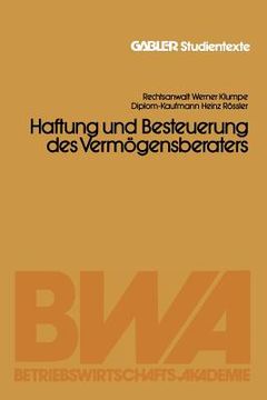 portada Haftung Und Besteuerung Des Vermögensberaters (en Alemán)
