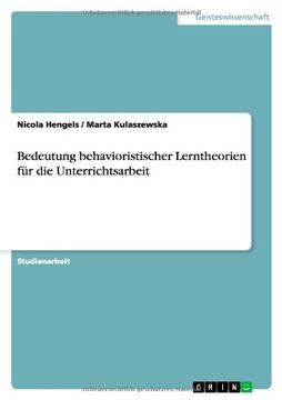 portada Bedeutung  behavioristischer Lerntheorien  für die Unterrichtsarbeit (German Edition)