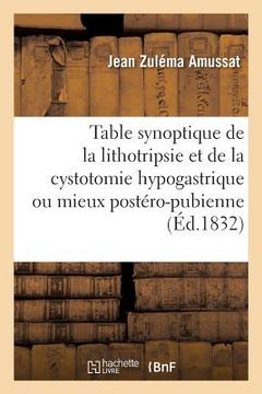 portada Table Synoptique de la Lithotripsie Et de la Cystotomie Hypogastrique Ou Mieux Postéro-Pubienne (en Francés)