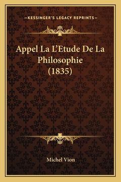 portada Appel La L'Etude De La Philosophie (1835) (en Francés)