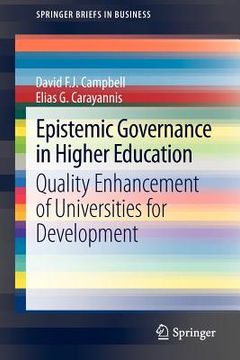 portada epistemic governance in higher education: quality enhancement of universities for development (in English)