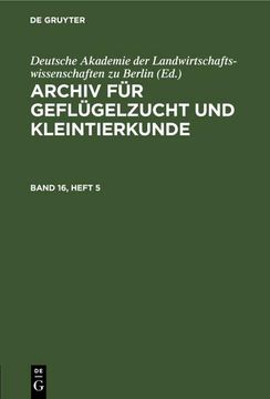 portada Archiv für Geflügelzucht und Kleintierkunde. Band 16, Heft 5 (en Alemán)