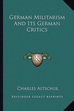 portada german militarism and its german critics (en Inglés)