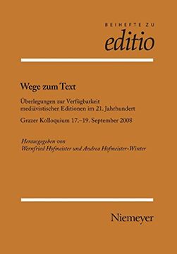 portada Wege zum Text (Editio (en Alemán)