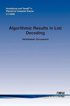 portada algorithmic results in list decoding (en Inglés)