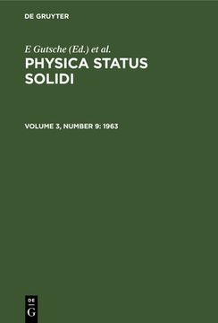 portada Physica Status Solidi, Volume 3, Number 9, Physica Status Solidi (1963) (in English)
