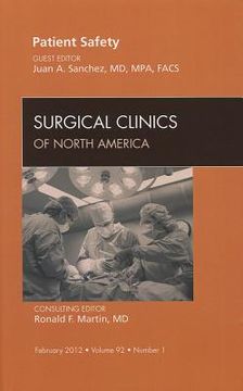 portada Patient Safety, an Issue of Surgical Clinics: Volume 92-1