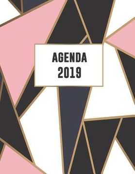 portada Agenda 2019: Élégant et Pratique Mosaïque en Or Rose Noir Blanc Agenda organiseur pour ton quotidien 52 Semaines Janvier à Décembre