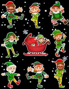 portada Christmas Holiday Sticker Album Dancing Elves: 100 Plus Pages For PERMANENT Sticker Collection, Activity Book For Boys and Girls - 8.5 by 11