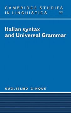 portada Italian Syntax and Universal Grammar Hardback (Cambridge Studies in Linguistics) (en Inglés)