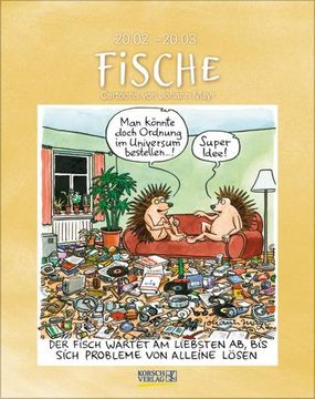 portada Fische 2025: Sternzeichenkalender-Cartoonkalender als Wandkalender im Format 19 x 24 cm.