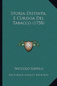 portada Storia Distinta, E Curisoa Del Tabacco (1758) (en Italiano)