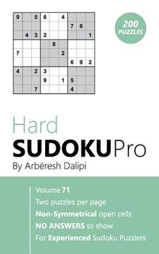 portada Hard Sudoku Pro: Book for Experienced Puzzlers (200 puzzles) Vol. 71 (en Inglés)