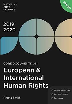 portada Core Documents on European and International Human Rights 2019-20 (Macmillan Core Statutes) (en Inglés)