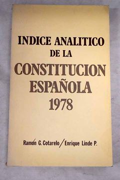 portada Indice Analitico de la Constitucion Española de 1978
