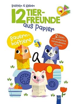 portada 12 Tierfreunde aus Papier - Bauernhoftiere: Bilderbuch. Stickerbuch (in German)