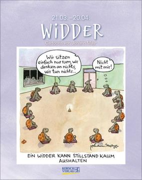 portada Widder 2025: Sternzeichenkalender-Cartoonkalender als Wandkalender im Format 19 x 24 cm.