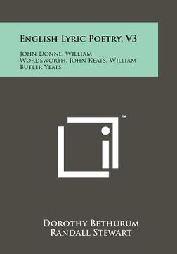 portada english lyric poetry, v3: john donne, william wordsworth, john keats, william butler yeats (in English)