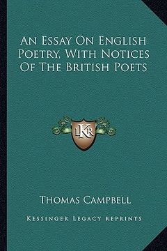 portada an essay on english poetry, with notices of the british poets (en Inglés)