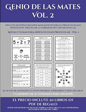 portada Cuaderno de Actividades Para Infantil (Genio de las Mates Vol. 2): Incluye Múltiples Desafíos Matemáticos Para el Preescolar más Inteligente. Precisa de la Habilidad de Contar Hasta 20.