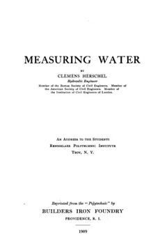 portada Measuring Water, an Address to the Students, Rensselaer Polytechnic (in English)