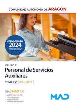 portada Personal de Servicios Auxiliares (Grupo e) de la Administración General de la Comunidad Autónoma de Aragón. Temario Volumen 1