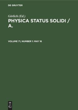 portada Physica Status Solidi / a. , Volume 71, Number 1, may 16 (en Inglés)