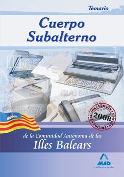 portada Cuerpo Subalternos De La Comunidad Autónoma De Las Illes Balears. Temario.