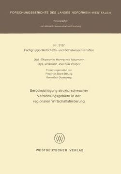 portada Berücksichtigung Strukturschwacher Verdichtungsgebiete in Der Regionalen Wirtschaftsförderung (in German)