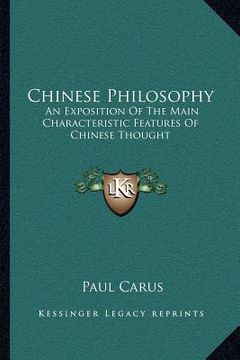 portada chinese philosophy: an exposition of the main characteristic features of chinese thought (in English)