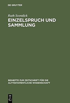 portada Einzelspruch und Sammlung (Beihefte Zur Zeitschrift Fa1/4r die Alttestamentliche Wissen) (German Edition)